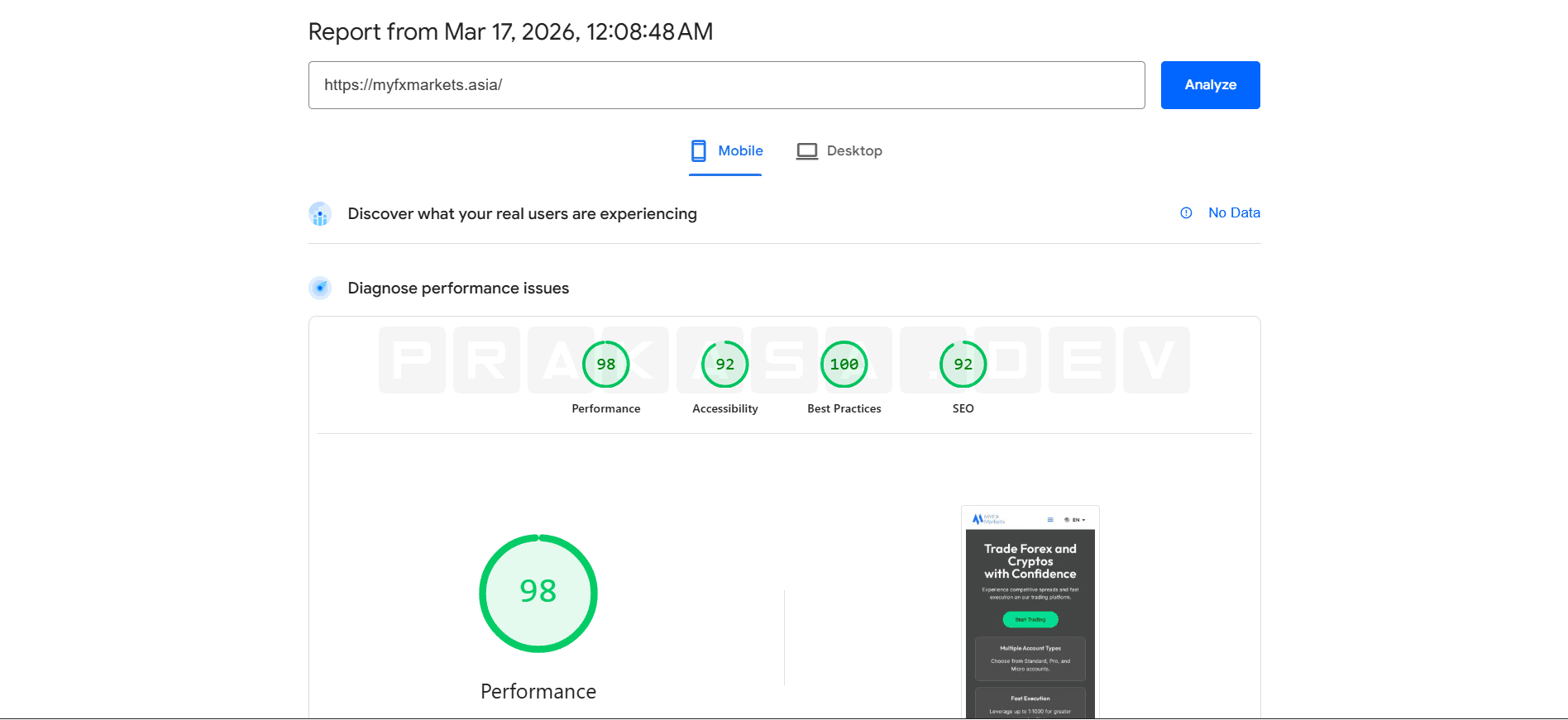 PageSpeed Mobile After: 94 Performance